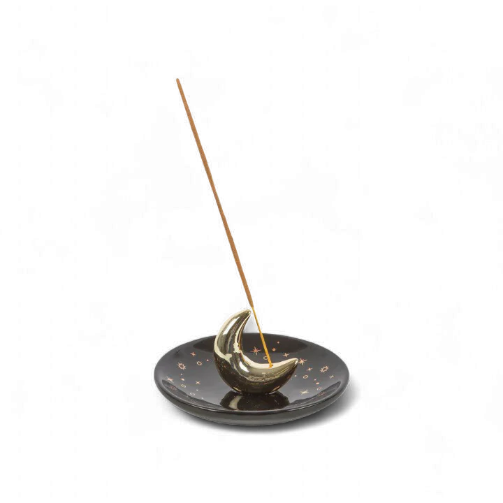 Gold Crescent Moon portaincenso a bastoncini